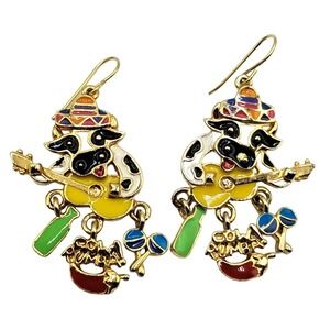 Cow Earrings Edgar Berebi Articulating Musical Rumba Pierced Novelty Jewelry